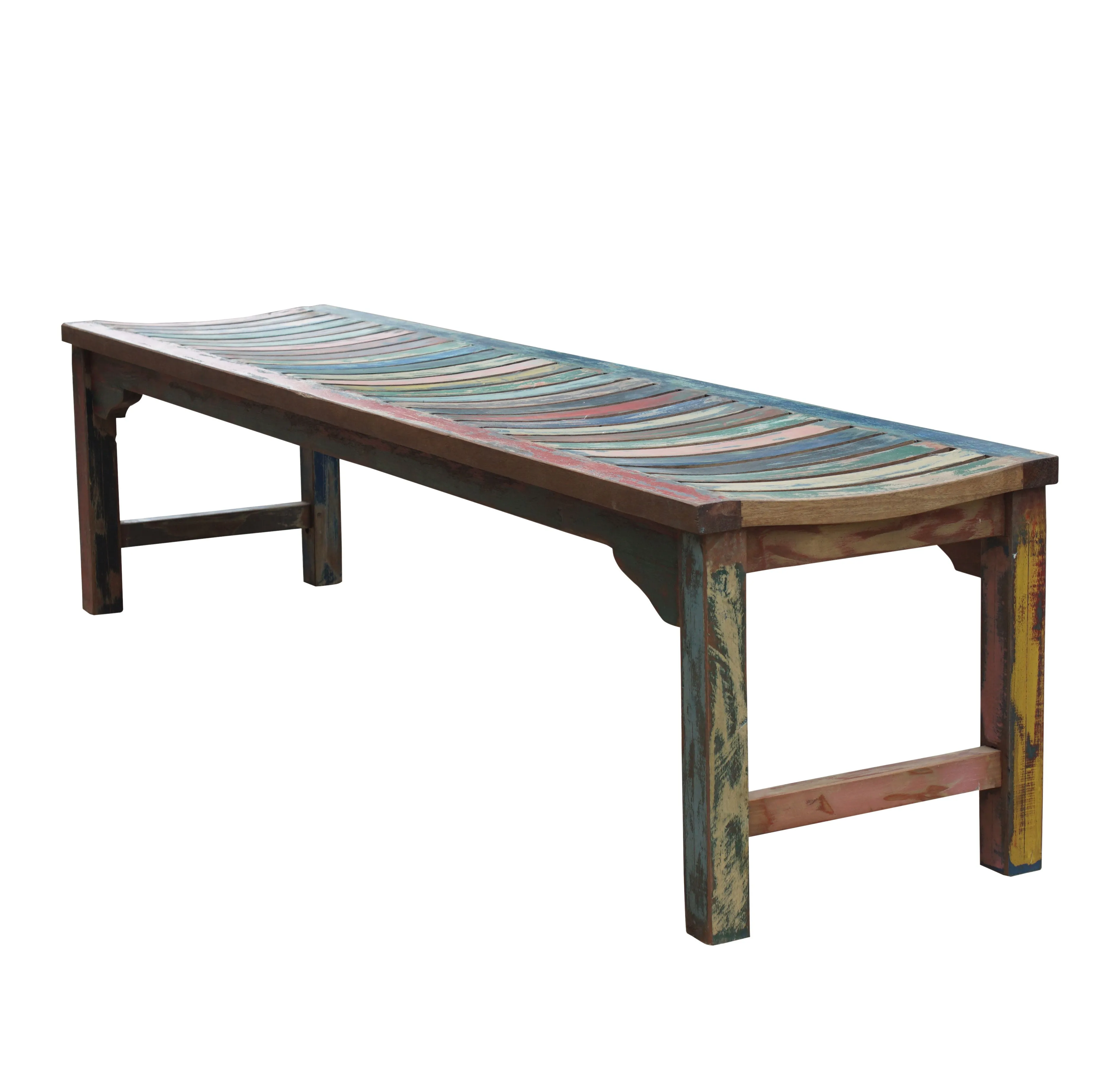 Marina del Rey Backless Dining Bench made from Recycled Teak Wood Boats, 6 foot