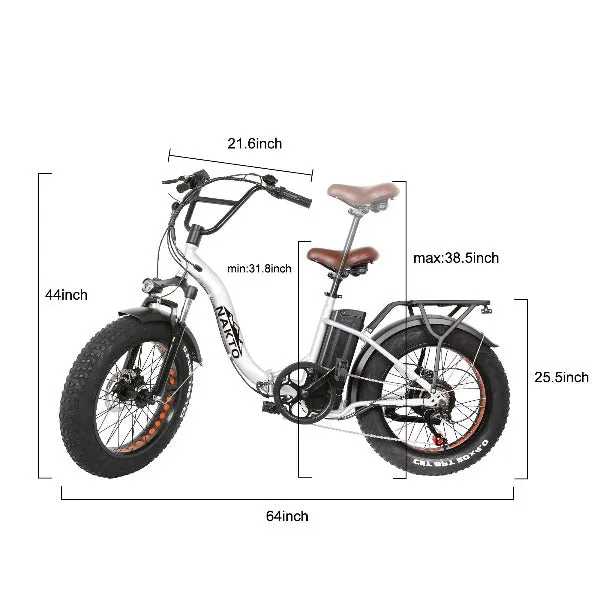 Nakto Folding OX 48V/10Ah 500W City Cargo Fat Tire Folding Electric Bike