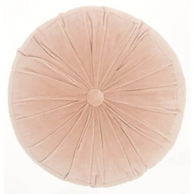 New - 16" Ruched Velvet Round Throw Pillow Blush - Mina Victory