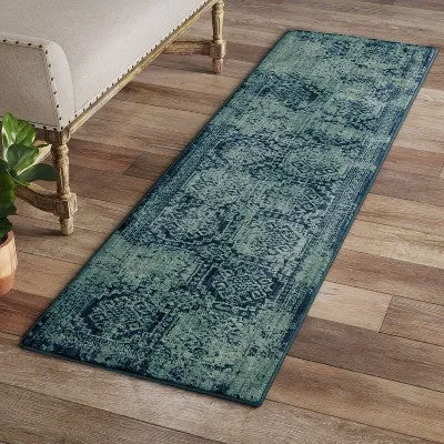 New - 2'x7' Runner Overdyed Rug Turquoise - Threshold