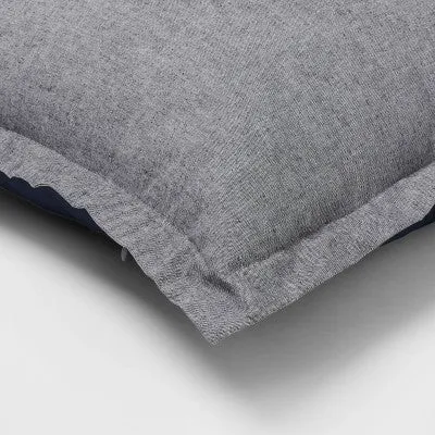 New - Euro Cotton Linen Blend Chambray Decorative Throw Pillow Navy - Threshold