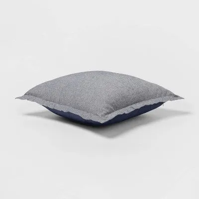 New - Euro Cotton Linen Blend Chambray Decorative Throw Pillow Navy - Threshold