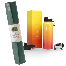 Non-toxic Rubber Yoga Mat & 32oz Vacuum Insulated Bottle Bundle