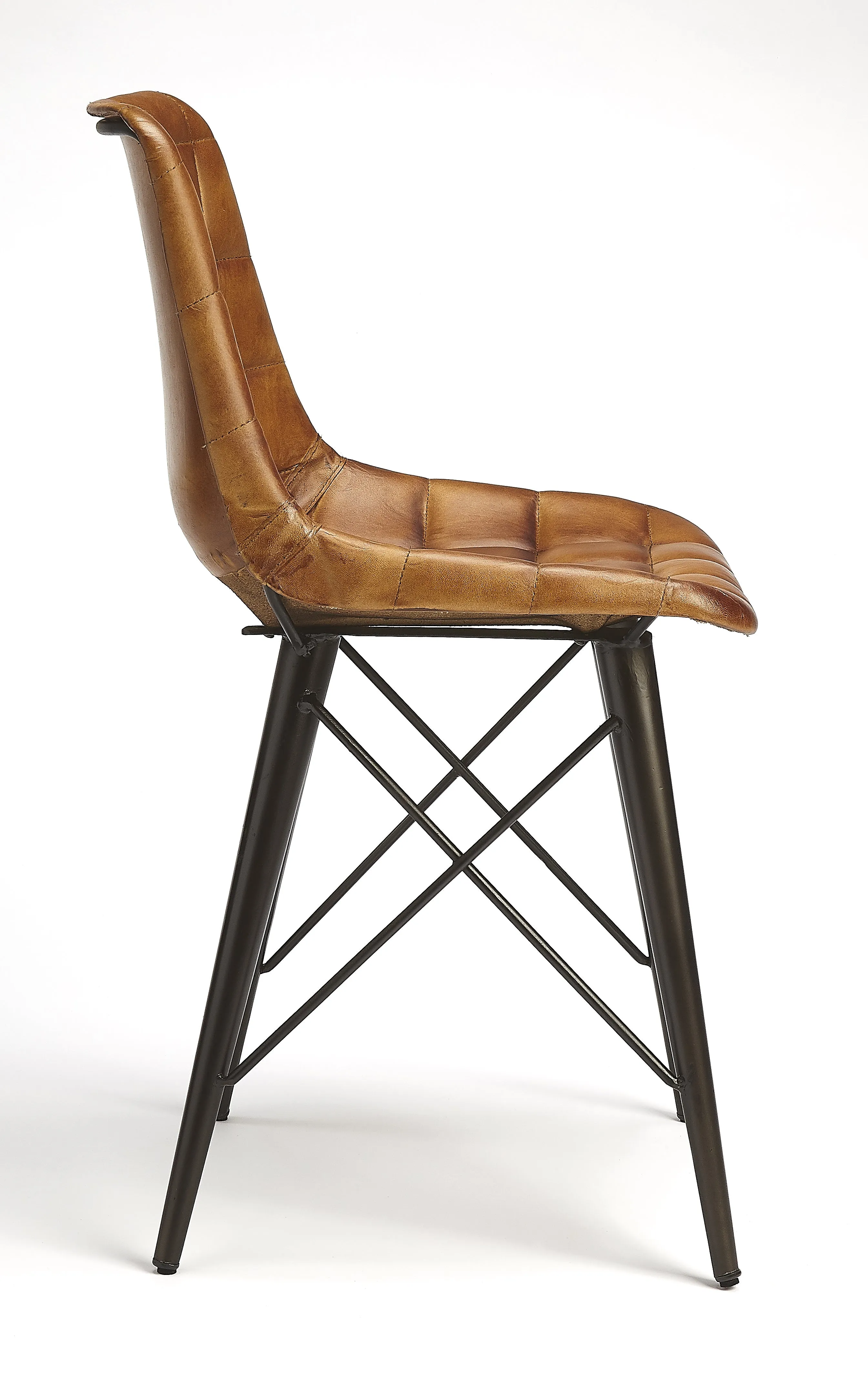 Patty Leather Side Chair in Medium Brown  5380344