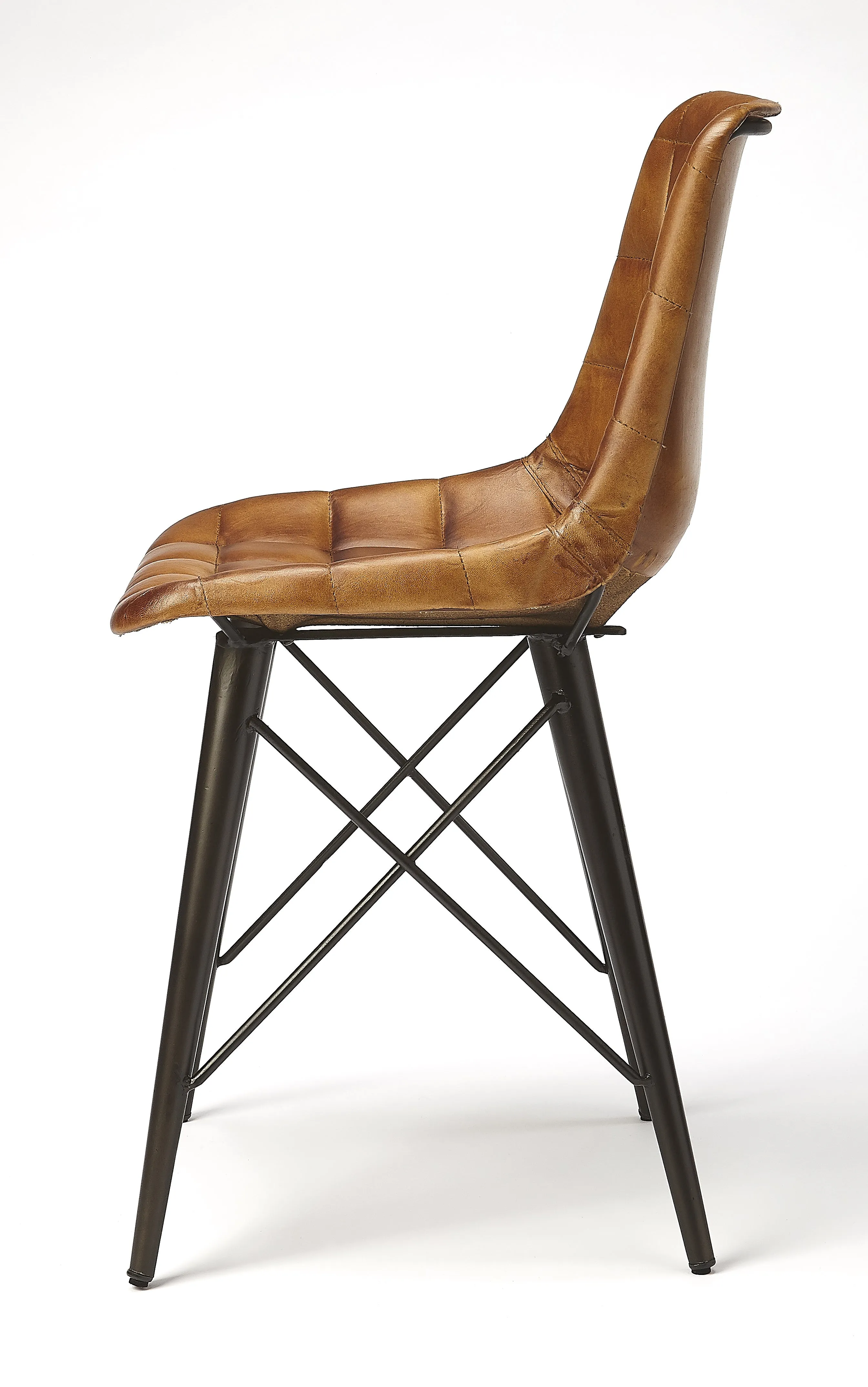 Patty Leather Side Chair in Medium Brown  5380344