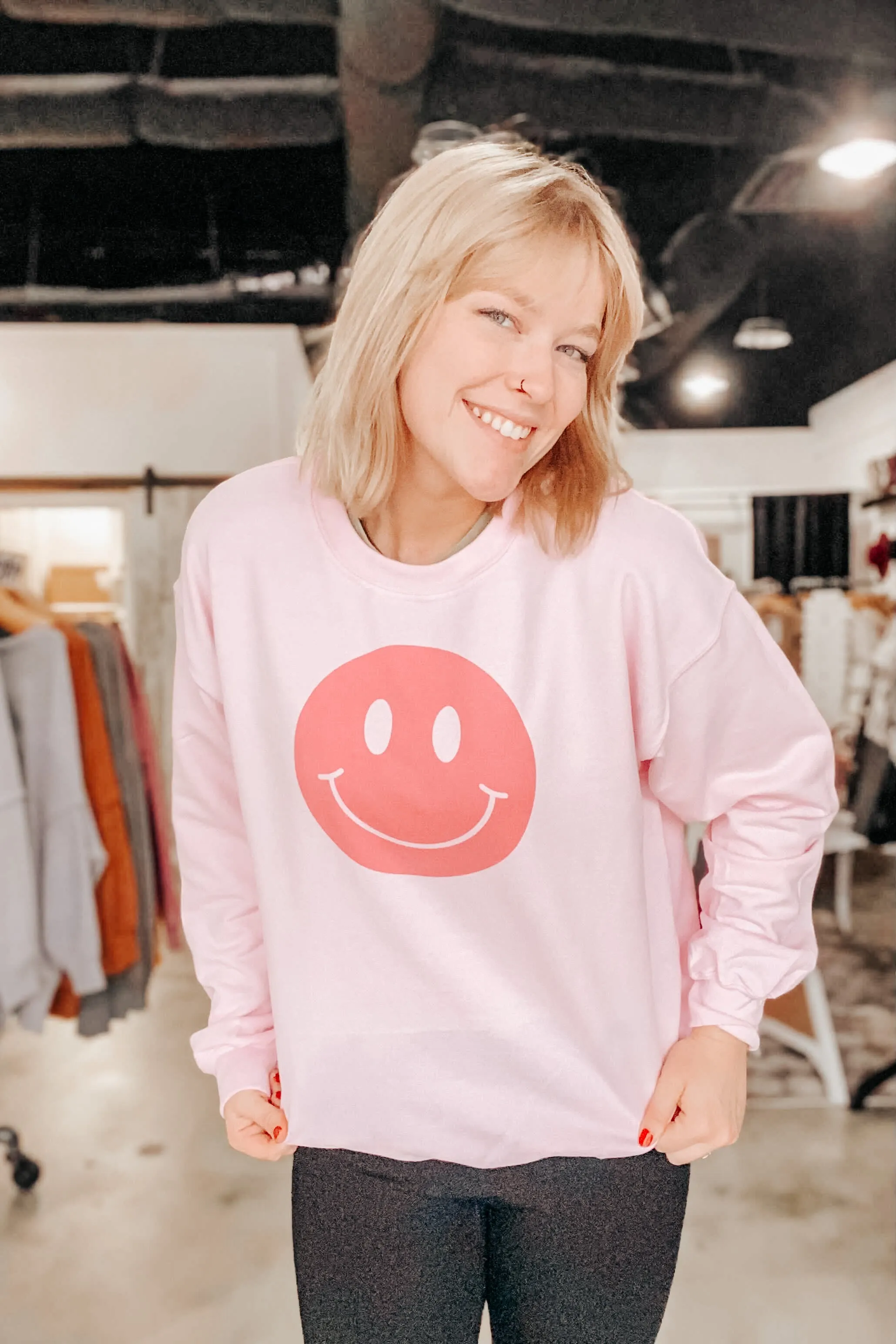 Pink Smiles Graphic Sweatshirt