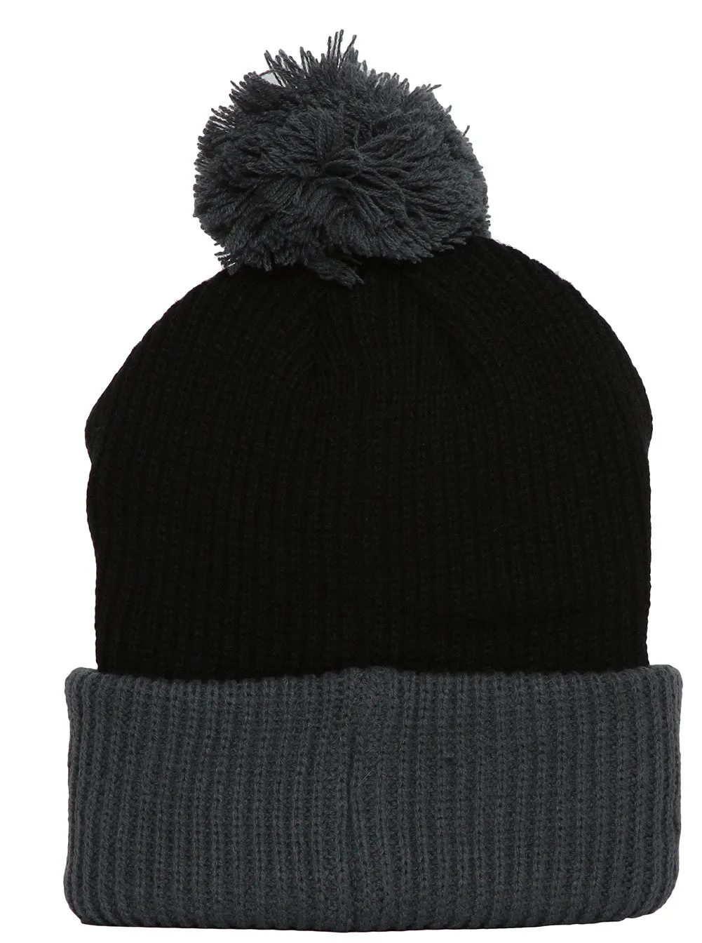 Plain 2 Tone Beanie w/ Pom