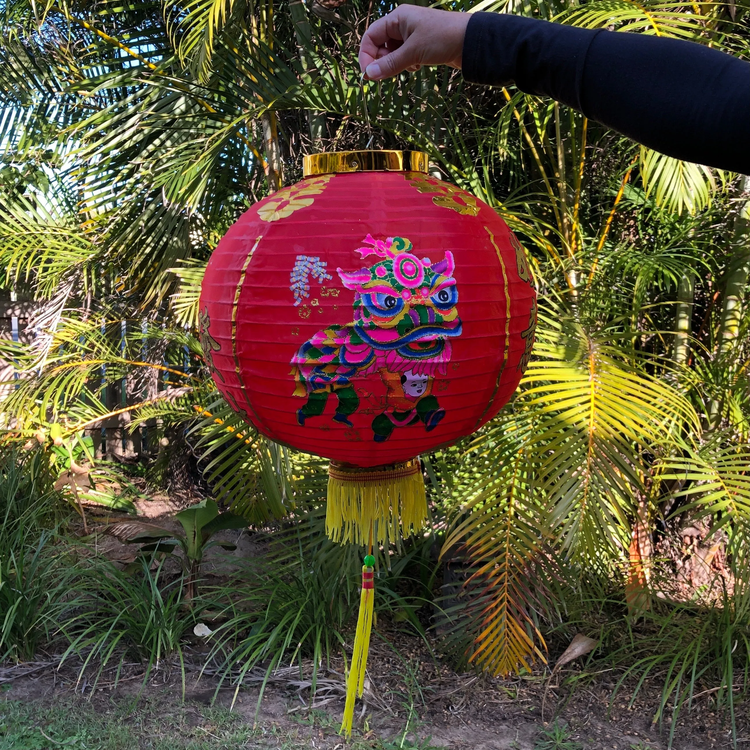 Red Lion Dance Lanterns (35cm) - 2 pack nylon