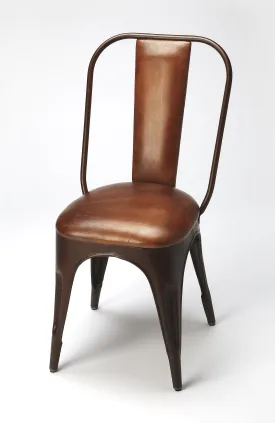 Riggins Iron & Leather Side Chair in Medium Brown  6133344