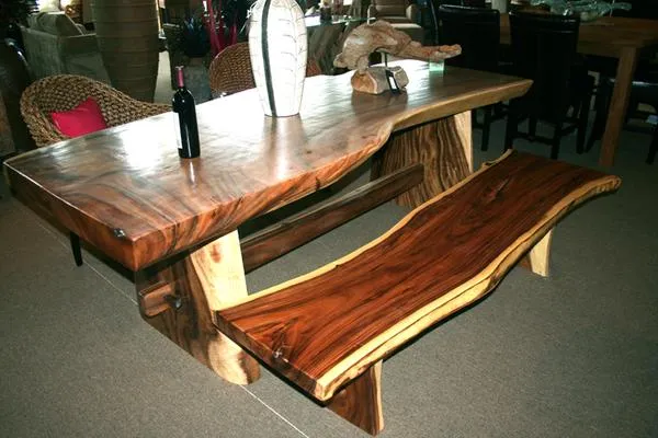 Suar Live Edge Slab Backless Bench approximately 69" long