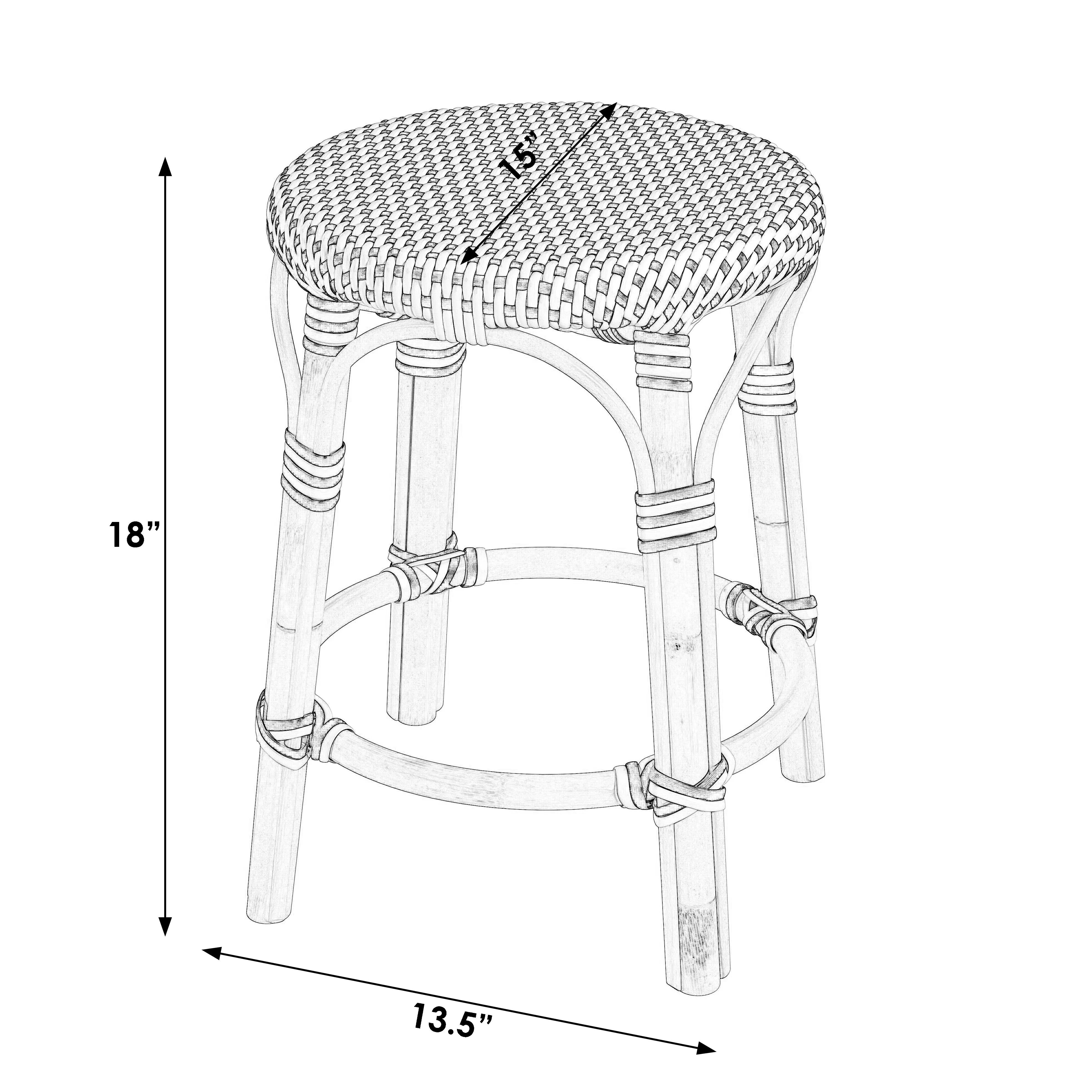 Tobias Rattan Round 18" Stool in Gray and White  5745266