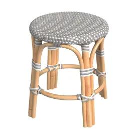 Tobias Rattan Round 18" Stool in Gray and White  5745266