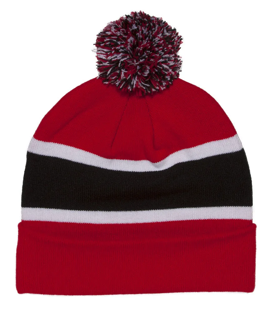 TopHeadwear Blank Winter Cuffed Beanies w/ Pom