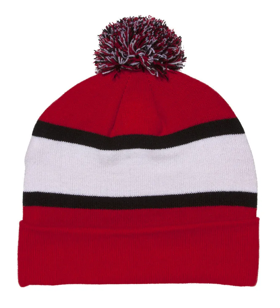 TopHeadwear Blank Winter Cuffed Beanies w/ Pom