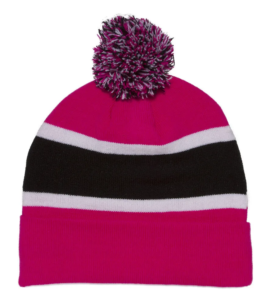 TopHeadwear Blank Winter Cuffed Beanies w/ Pom