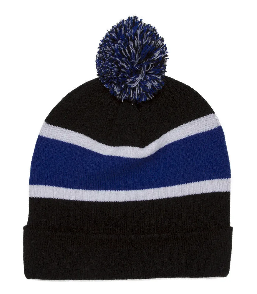 TopHeadwear Blank Winter Cuffed Beanies w/ Pom