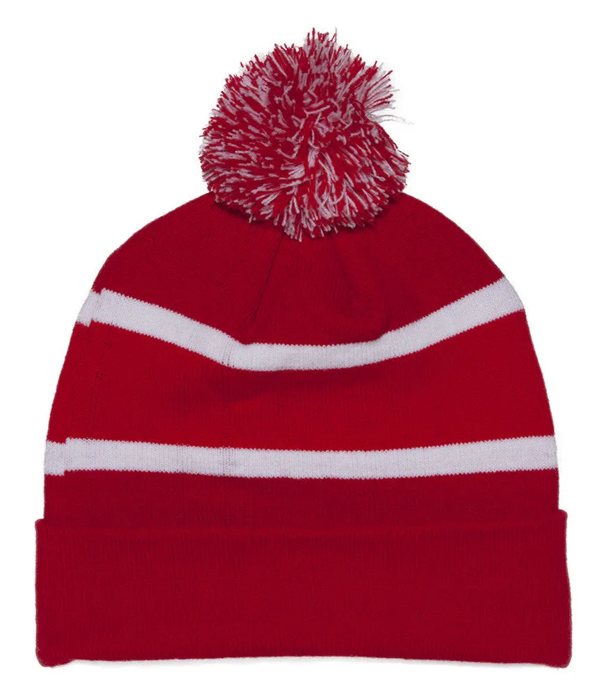 TopHeadwear Blank Winter Cuffed Beanies w/ Pom