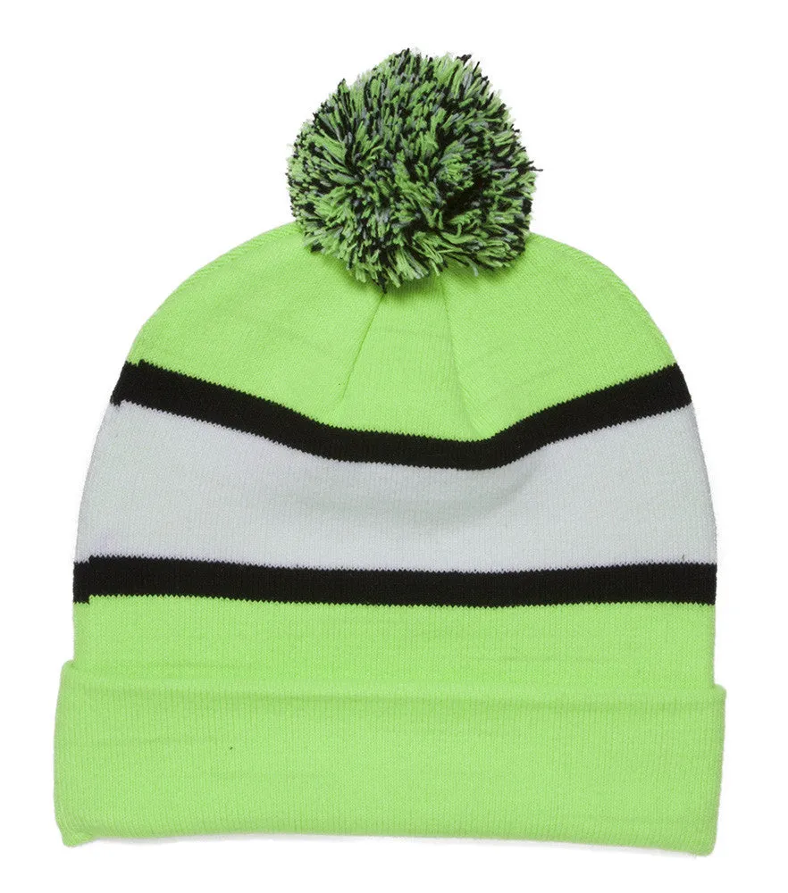 TopHeadwear Blank Winter Cuffed Beanies w/ Pom