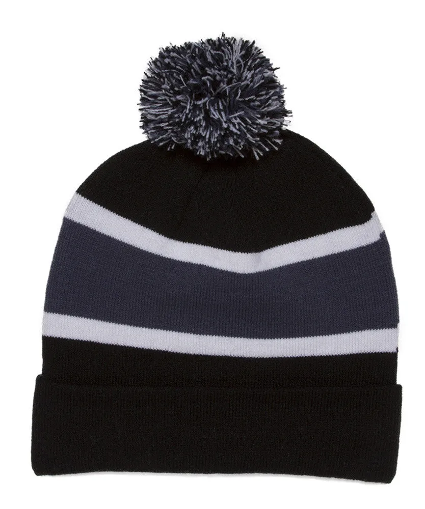 TopHeadwear Blank Winter Cuffed Beanies w/ Pom