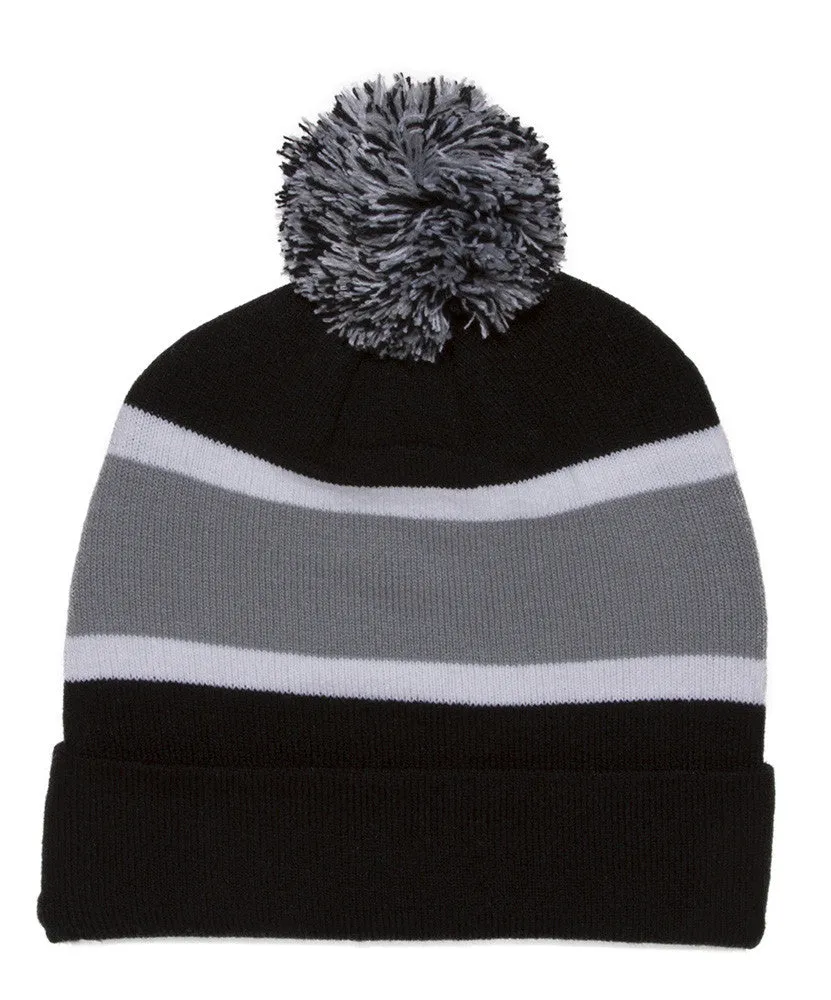 TopHeadwear Blank Winter Cuffed Beanies w/ Pom