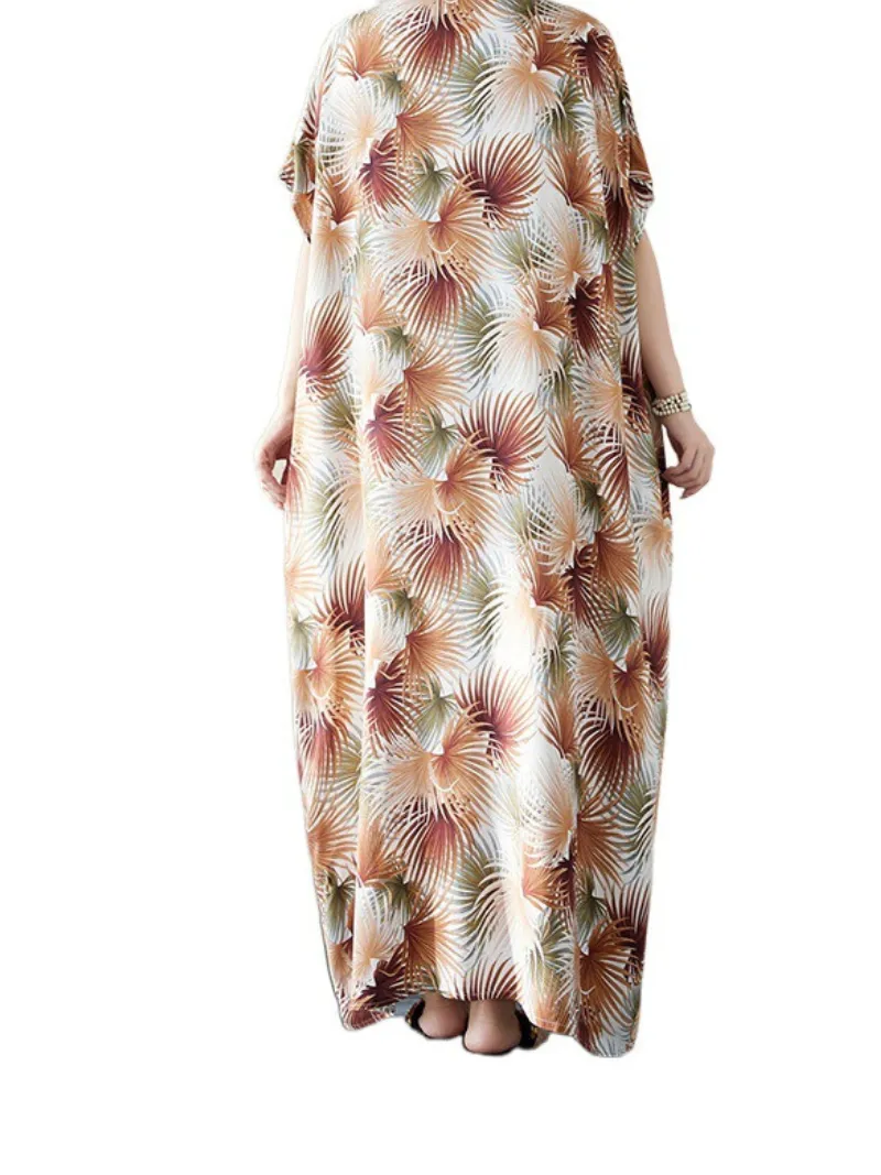 Women's Fresh and Colorful Floral Side Pockets Kaftan dress